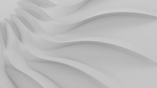 istock Modern realistic abstract parametric three-dimensional background of a set of wavy swirling white three-dimensional petals converging in a cent. 3D illustration 1222725838