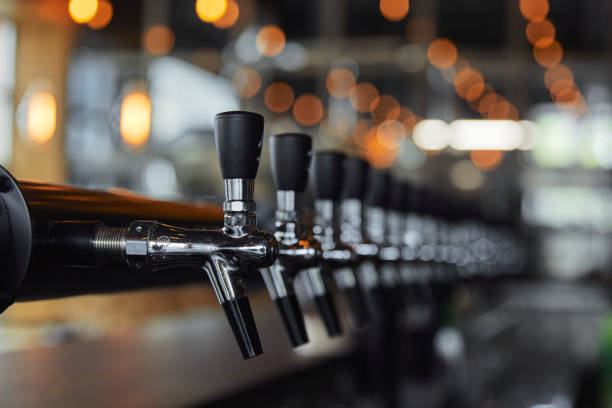 istock beer taps in the beer bar in perspective 1222726505