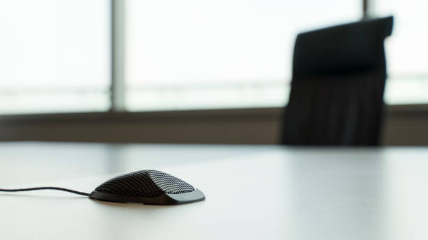 istock BOUNDARY MICROPHONES cardioid on table in meeting room 1222726945