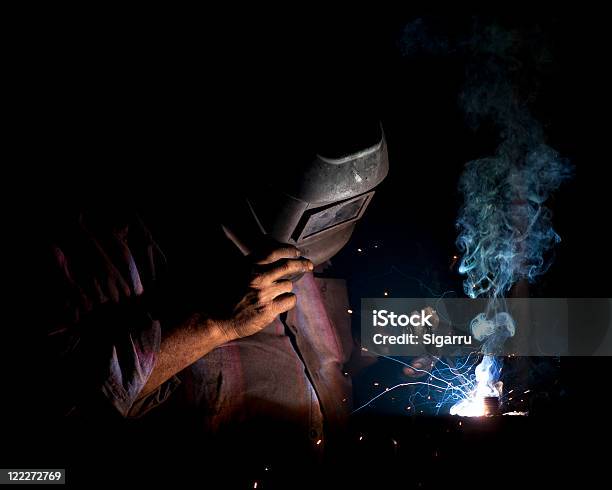 Welder Stock Photo - Download Image Now - Black Background, Construction Industry, Blacksmith