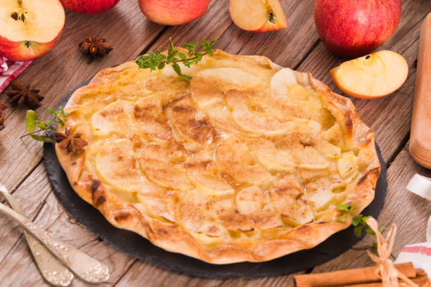 istock Apple tart with sugar cinnamon topping. 1222727864