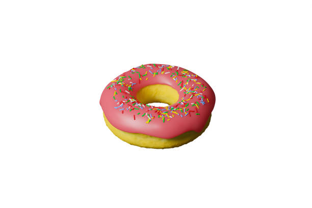 istock Pink Glazed Donut with Sprinkles Isolated on White Background. 3D rendering 1222728870