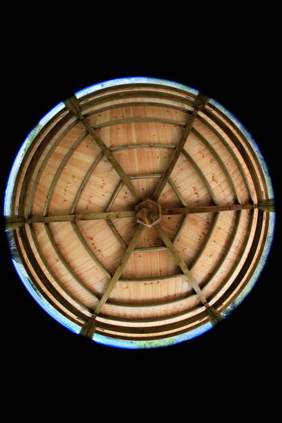 istock ceiling of a pavilion in a fish- eye lens 1222730060