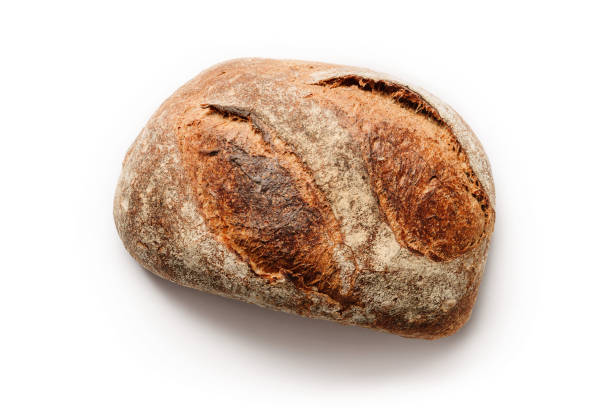 istock Loaf of homemade rustic bread isolated on a white background. 1222730492