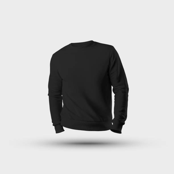 istock Heather textile mockup 3D rendering, male black long sleeve sweatshirt for design presentation, front view. 1222731120