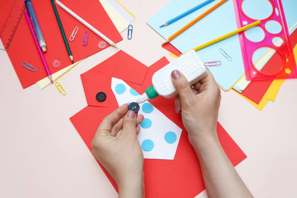 istock Making greeting card for Father's Day. art project. DIY concept. Step-by-step photo instruction. Step 5 1222734316