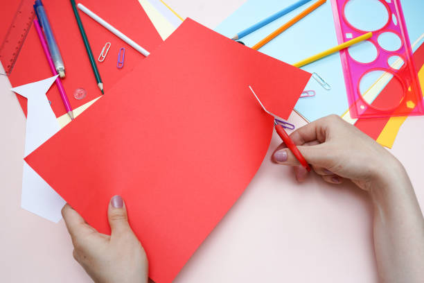 istock Making greeting card for Father's Day. art project. DIY concept. Step-by-step photo instruction. Step 3 1222734343