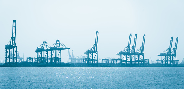 Shipping Container Cranes in the Port of Tianjin china