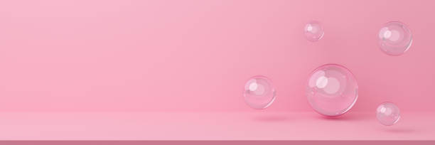 istock Abstract cosmetics background with pastel geometric shape. 3d rendering for display product, banner on website. Minimal mockup with sphere pattern. Empty showcase for ads. Realistic 3d pink balls. 1222735355