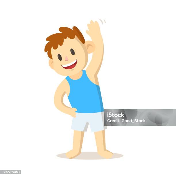 Boys Exercise Drawing Routine Boy Doing Morning Exercises Daily Routine Activities Flat Vector ...