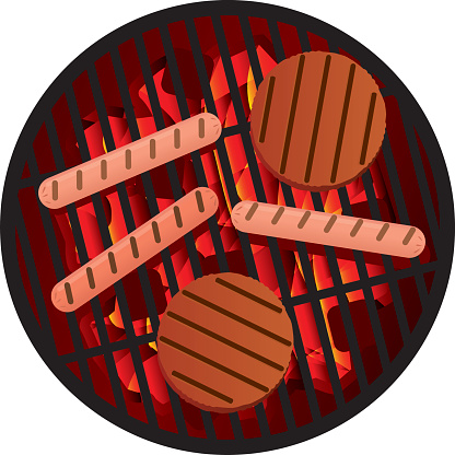 istock Illustration of meat on BBQ grill 122274014