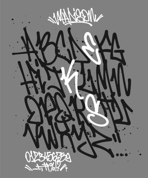 marker graffiti czcionka odręczna typografia ilustracja wektorowa - city of post stock illustrations