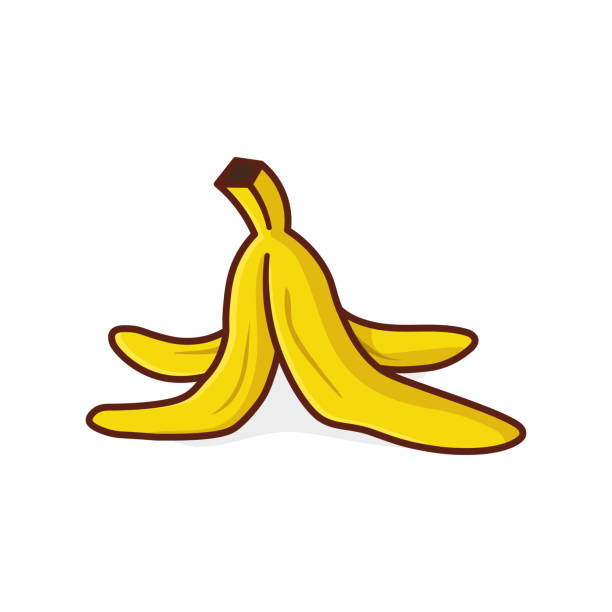 illustrazioni stock, clip art, cartoni animati e icone di tendenza di illustrazione vettoriale isolata della pelle di banana - slapstick