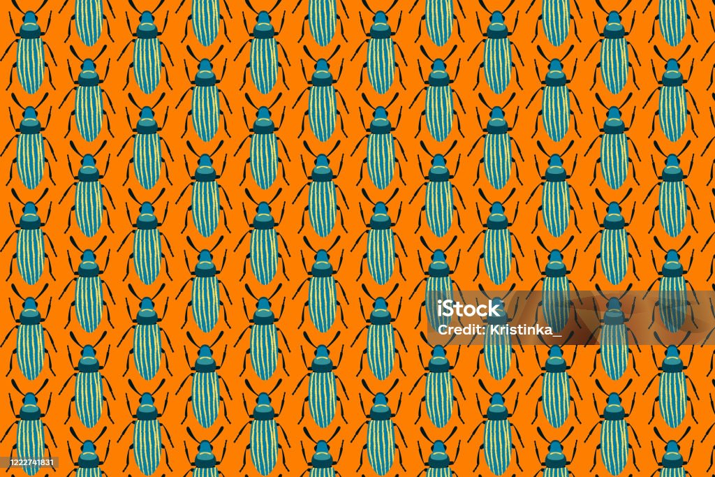 Bug Pattern Blue Background Blue Bug Pattern On An Orange Insects Background Stock Illustration ...