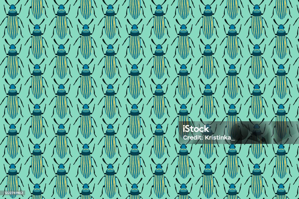 Bug Pattern Blue Background Blue Bug Pattern On Green Insects Background Stock Illustration ...