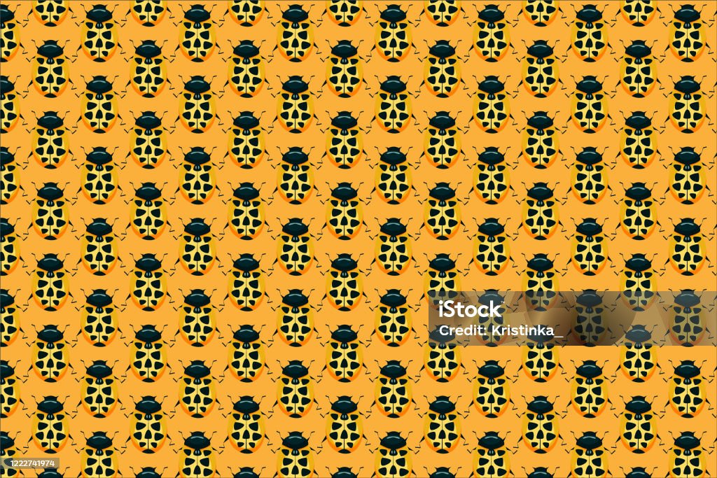 Yellow Insect Patterns Yellow Ladybird Pattern On Yellow Insects Background Stock Illustration ...