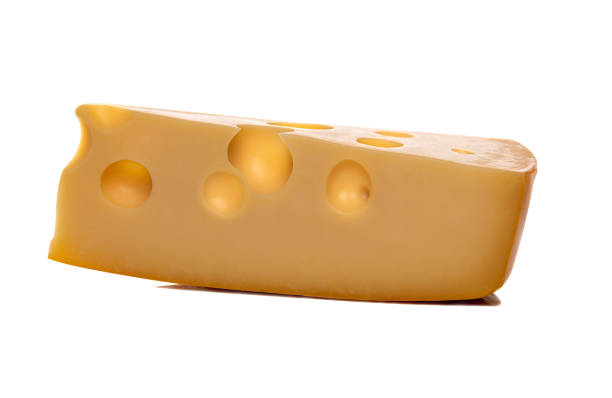 istock Maasdam cheese with large holes isolated on white 1222742051