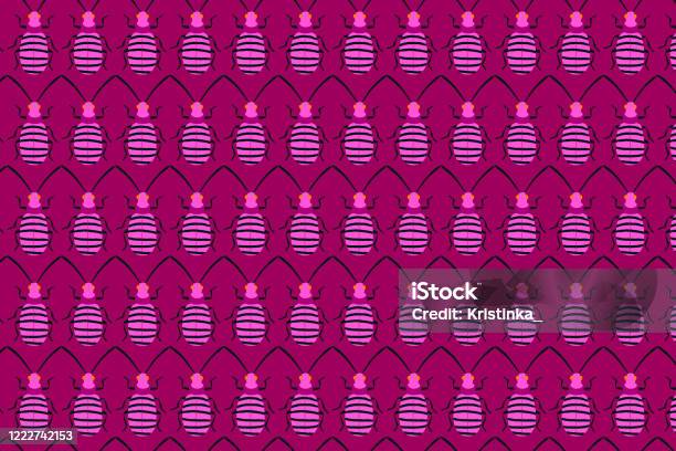 Pink Bug Pattern On Pink Insects Background Stock Illustration ...
