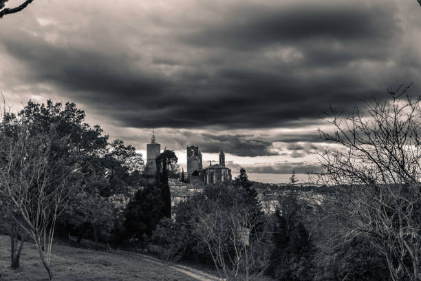 Provencal village under the dark clouds