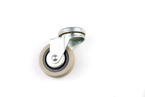istock Industrial trolley single Swivel Rubber Caster Wheels with Top Plate not fixed. Isolated on white background. 1222743568