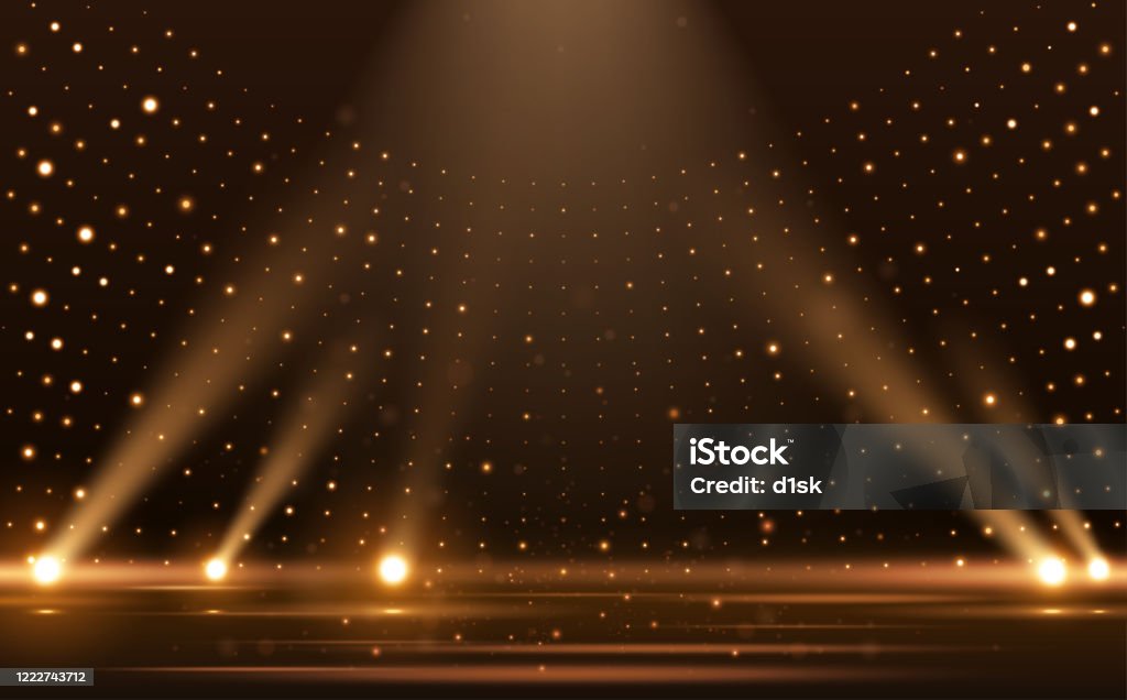 Gold Lichter Strahlen Szene Hintergrund - Lizenzfrei Bildhintergrund Vektorgrafik