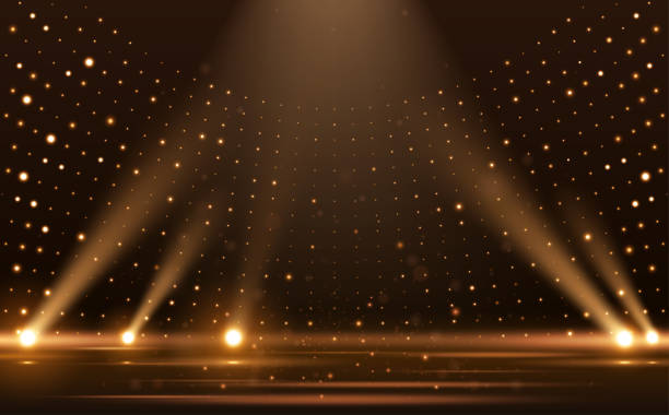 Gold lights rays scene background Gold lights rays scene background in vector celebrities illustrations stock illustrations