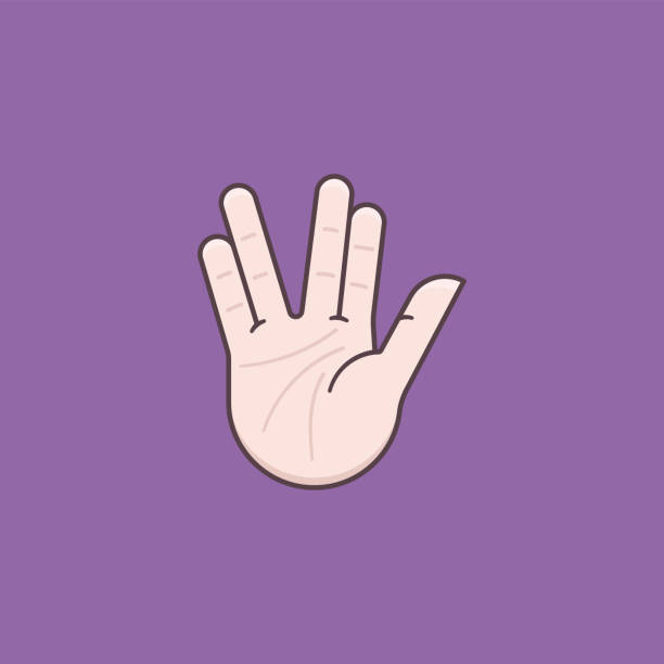 Vulcan salute gesture vector illustration Vulcan salute hand gesture vector illustration for First Contact Day on April 5th. Science Fiction appreciation symbol. vulcan salute stock illustrations