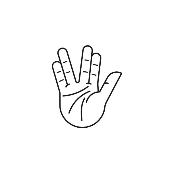 Vulcan salute hand gesture icon Vulcan salute hand gesture vector line icon. Science Fiction appreciation outline symbol. vulcan salute stock illustrations