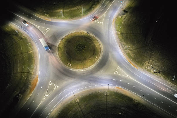 istock Truck moving on roundabout 1222747451