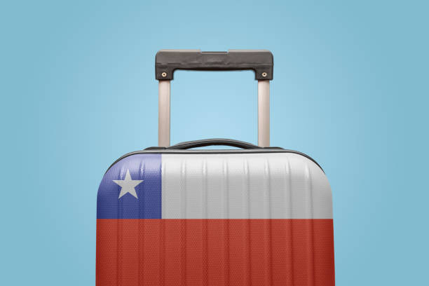 istock Baggage with Chile flag print tourism and vacation concept. 1222747733