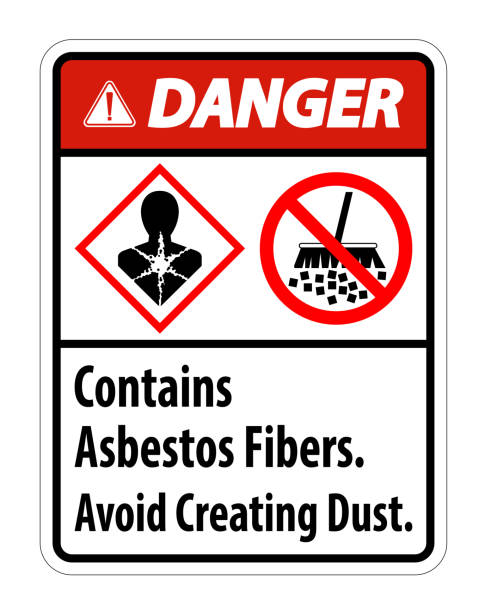 gefahrenetikett enthält asbestfasern, vermeiden sie die schaffung von staub - friable stock-grafiken, -clipart, -cartoons und -symbole