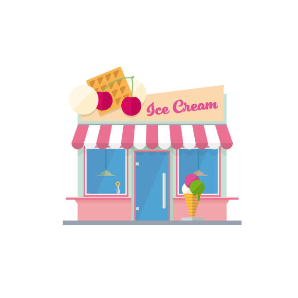 illustrations, cliparts, dessins animés et icônes de illustration isolée de vecteur de conception de crème glacée - ice cream parlor