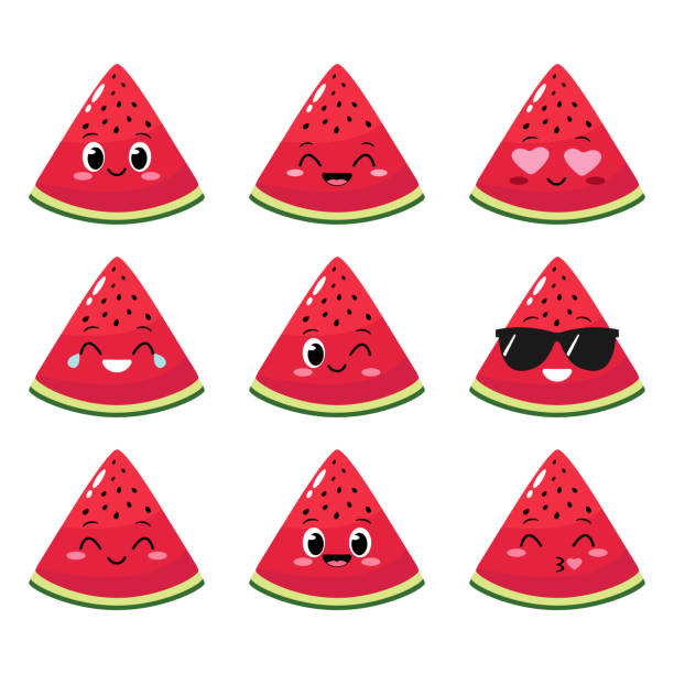 Watermelon Slice Character With Funny Face Stock Illustration - Download  Image Now - Watermelon, Cartoon, Fictional Character - iStock
