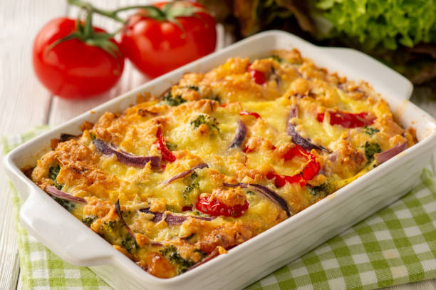 istock Colorful vegetable casserole with cheese, vegetarian dish. 1222752920