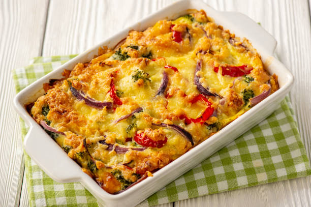 istock Colorful vegetable casserole with cheese, vegetarian dish. 1222752927