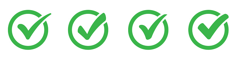 Green Ñheck mark icons set. Check marks symbol collection. Simple check mark. Quality sign icon. Checklist symbols. Approval check flat style - stock vector.