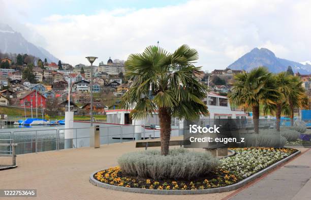 Spiez Town Located On The Southern Shore Of Lake Thun Switzerland Europe Stock Photo - Download Image Now