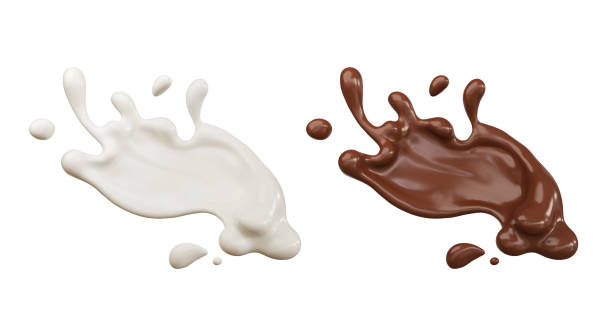 초콜릿 소스와 밀크 크림. - milk cream 뉴스 사진 이미지