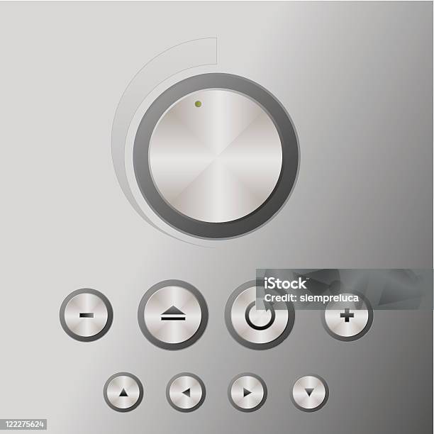 Ilustración de Iconos Mediacentre y más Vectores Libres de Derechos de Botón de volumen - Botón de volumen, Equipo de alta fidelidad, Botón de control