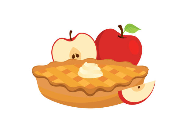 ilustraciones, imágenes clip art, dibujos animados e iconos de stock de apple pie con vector de icono de manzanas - tart cake pie isolated