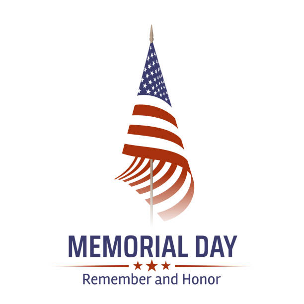 レタリングの記憶と名誉を持つアメリカの記念日。アメリカ軍に従軍中に死亡した兵士、軍人の記憶と名誉の休日。ベクトルバナー - american flag flag usa us memorial day点のイラスト素材／クリップアート素材／マンガ素材／アイコン素材