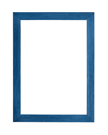 Modern navy dark blue color painted rectangular vertical frame for picture or photo, isolated on white background