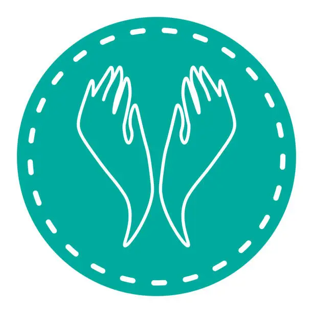Vector illustration of Turquoise icon with two abstract hands up