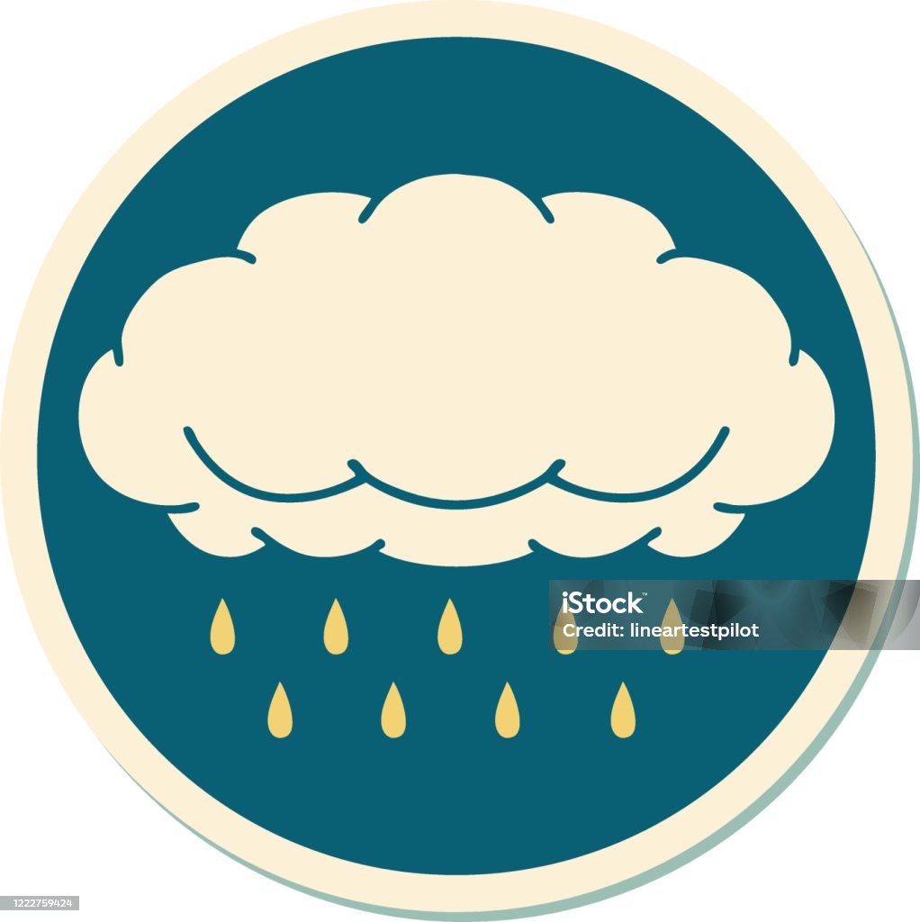 Nhãn Dán Kiểu Hình Xăm Của Một Đám Mây Mưa Hình minh họa Sẵn có ...