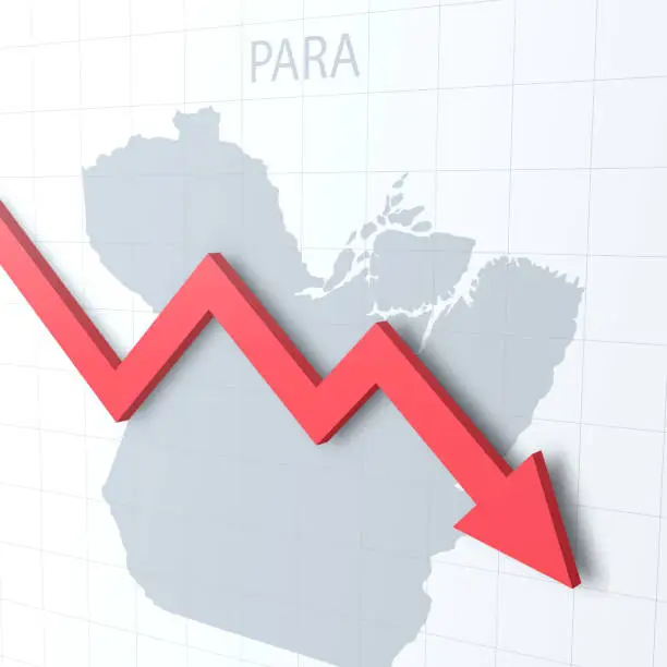 Vector illustration of Falling red arrow with the Para map on the background