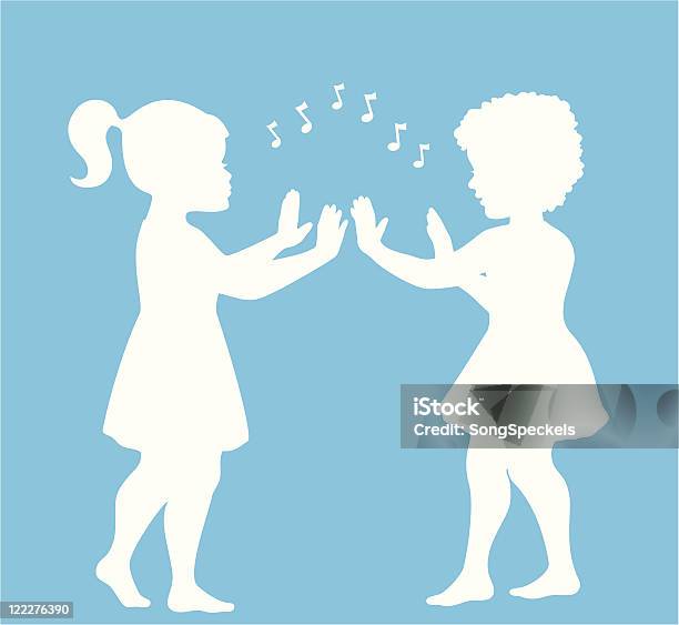 Petites Filles Chanter Et Jouer De La Main Comptine À Gestes Vecteurs libres de droits et plus d'images vectorielles de Enfant