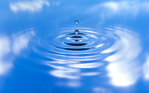 water drops on blue background - 3d rendering - illustration