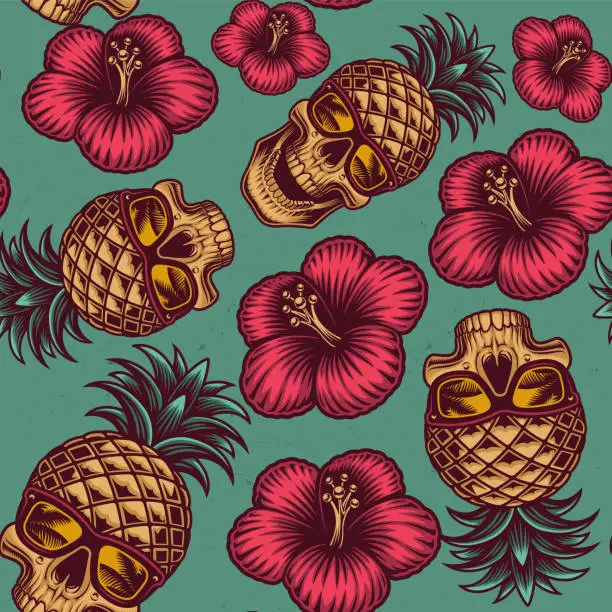 Vector illustration of Seamless color pattern on the Hawaiian theme