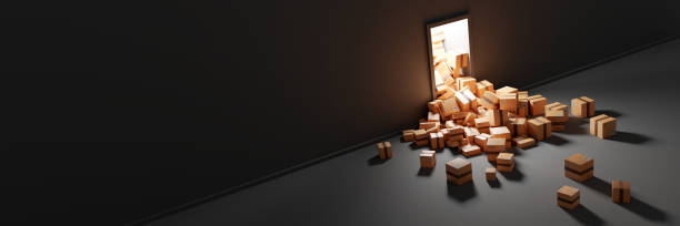 istock Infinite carton shipping boxes, logistics industry concepts, 3d rendering illustration 1222769681