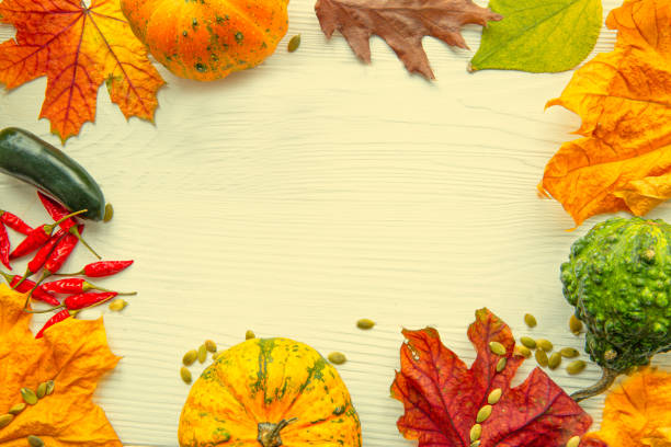 istock Fall colorful leaves frame background, copy space, space for text. Thanksgiving concept. 1222770363